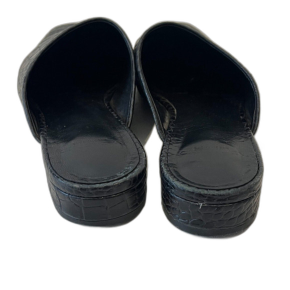 Vagabond Shoemakers Black Leather Square Toe Mules Size 37 Crocodile Embossed - Picture 7 of 11
